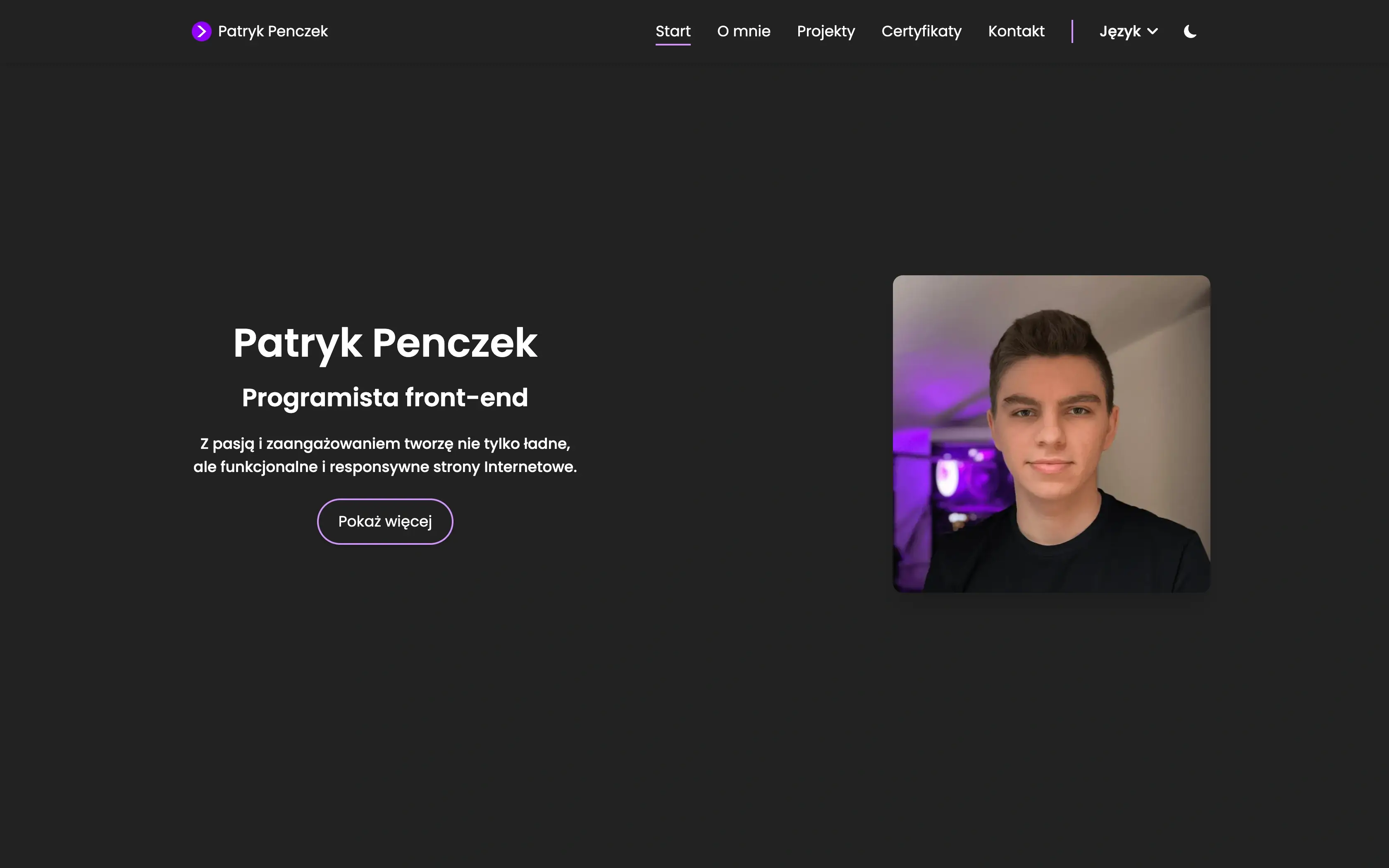 Zdjęcie starej strony portfolio