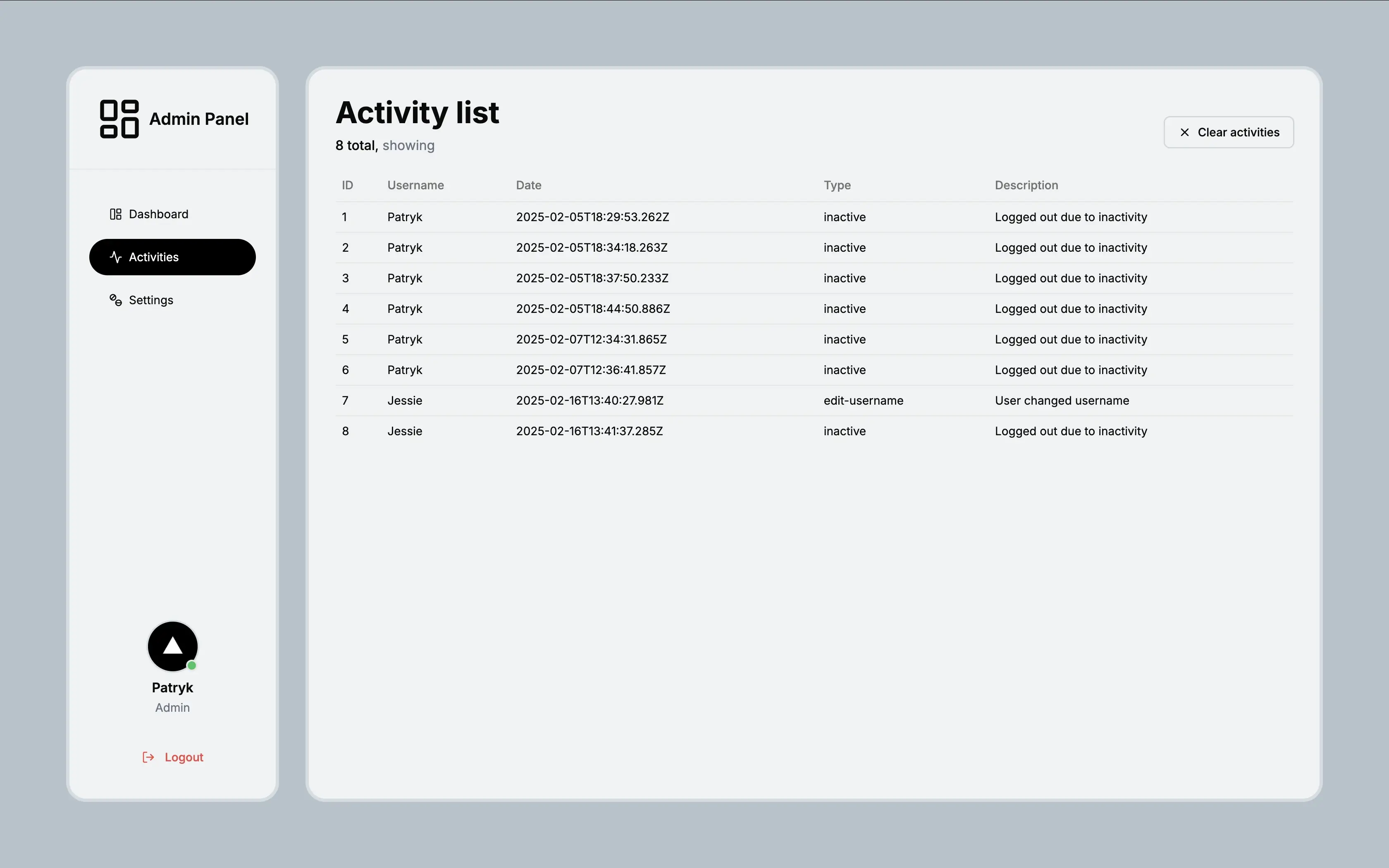 Image of the User Dashboard project